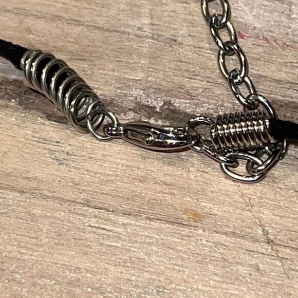 Bead With Rhinestone Accent Necklace On Cord Hand Crafted - Picture 7 of 7